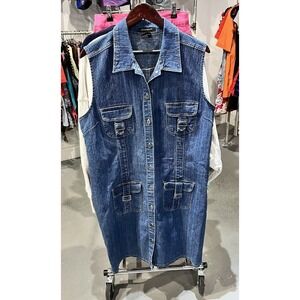 Vintage 90s Starwear Jeans Denim Jean Button Up Long Dress Size 2X